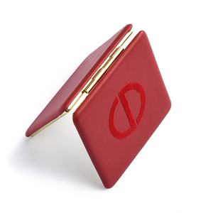 Velvet Soft Touch Square Luxury Gold Frame Cosmetic Lightsome Pocket <b>Mirror</b> - Product Image 6