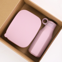 Boîte à lunch en silicone sans BPA, étanche, personnalisée, avec bouteille d'eau en silicone, ensemble de boîtes à lunch en acier inoxydable 304 pour enfant