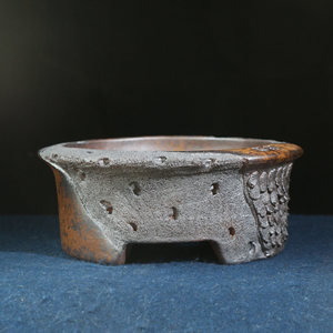 Pot à bonsaï artisanal cuite au bois, rond, style Nanban, en céramique antique créative - Product Image 2