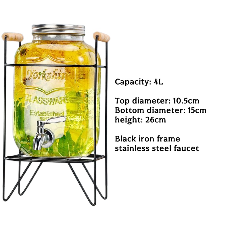 Robinet transparent 4L en inox + support métallique