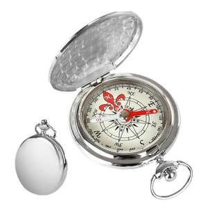 All-metal automatic flip-top <b>compass</b> with white oil scale and precise <b>compass</b>. Pocket <b>watch</b> with metal case, gold-plated, and - Product Image 4
