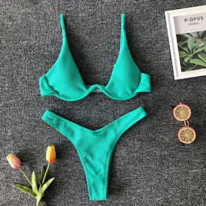 Gọng push up sexy brazil thong đồng bằng bộ bikini bơi mặc