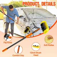 Brosse de nettoyage à poils doux télescopique de 12 pieds, manche long de 12 pouces pour lavage de voiture, panneaux solaires, camping-car, camion, bateau, maison