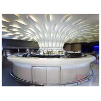 Comptoir de bar de forme ronde de restaurant commercial de surface solide de haute qualité de conception moderne de luxe de LED