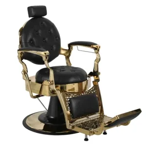 Retro Black Gold Barber Chair Swivel Oil Head Hair Cutting Chair Comfortable Salon Barber Chair
