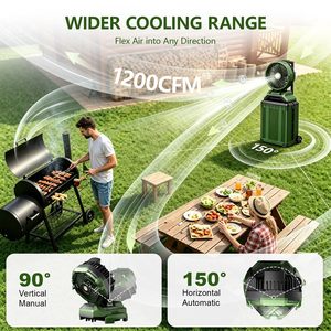 Ventilador portátil para acampar al aire libre T33, batería de 4000mAh, ventilador de refrigeración oscilante con luz para entornos de alta temperatura - Product Image 4