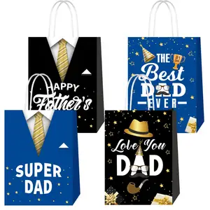 Papa Themafeest Cadeau Snoep Goodie Bag Stropdas Baard Vaderdag Feest Cadeau Touw Met Papieren Zak