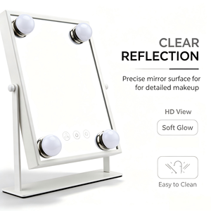 Miroir de maquillage LED à intensité variable et sensible au toucher Vanité de bureau en bois de houx avec ampoule LED remplaçable <span class=keywords><strong>pour</strong></span> le maquillage écrémage en gros - Product Image 2