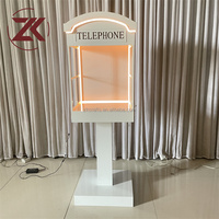 Décoration de fête ZKAI, cabine téléphonique rose vintage, livre d'or audio, laissez un message, stand de cabine téléphonique