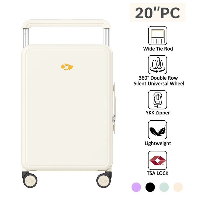 Wide Trolley 20 Inch Carry-On PC Luggage Aluminum Pull Rod Hard Shell Boarding Travel Suitcase Spinner Caster Durable Features