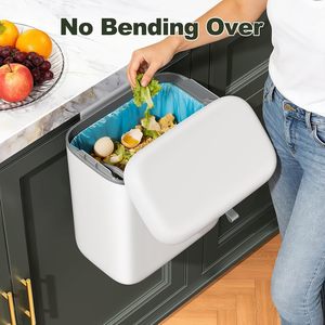Dual-Purpose Modern Luxury Square PP Material Trash Can-No Bending Required Mobile Wall-Mounted Kitchen <b>Bin</b> High Capacity - Product Image 4