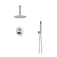 Système de douche Chrome 8 pouces plafond mural carré haute pression pluie pommeau de douche luminaire de douche