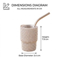 Mini-gobelet isotherme personnalisé en acier inoxydable 304 de 3 oz avec strass et paille, mignon, pour café, pour fille