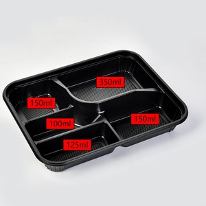 boîte à déjeuner bento à emporter, compartiment à 2 ou 3 parties, conteneurs à base <span class=keywords><strong>noire</strong></span> avec couvercles - Product Image 2