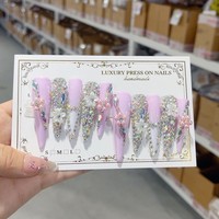 Tacana 10 pièces Breloques pour Ongles, Fleurs à Cinq Pétales, Strass Floraux, Décoration d'Ongles Faite à la Main, Style Européen Français Blanc
