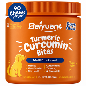 Snack Morbidi alla Curcuma <span class=keywords><strong>per</strong></span> <span class=keywords><strong>Cani</strong></span> con Curcuminoidi e <span class=keywords><strong>Olio</strong></span> <span class=keywords><strong>di</strong></span> <span class=keywords><strong>Cocco</strong></span> <span class=keywords><strong>per</strong></span> Mobilità, Funzione Epatica e Salute della Pelle, Gusto Anatra - Product Image 6