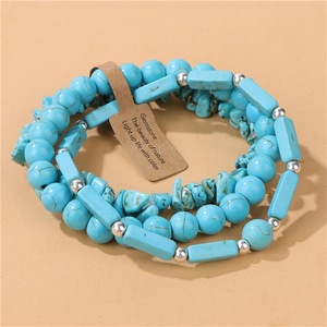 Irregular Layered Beach-Style Bohemian Jade Turquoise <b>Beaded</b> <b>Bracelet</b> Set-Gift L0544 Trendy European and American Inspired Desig - Product Image 2