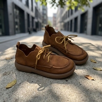 Chaussures pour femmes en cuir véritable faites à la main, modèle Varsavvas 1026, best-seller, directement de l'usine ; style vintage artistique à bout rond et talon bas