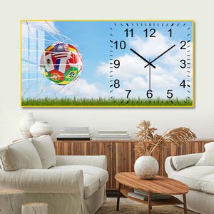 Horloge <span class=keywords><strong>murale</strong></span> de football avec drapeau multi-national (design de filet de <span class=keywords><strong>but</strong></span>) pour les fans, décoration personnalisée pour la maison, salon - Product Image 3