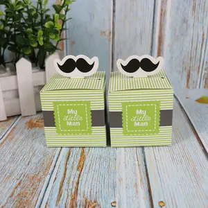 Blue green Moustache Candy Box Baby Shower Chocolate Box for Kids