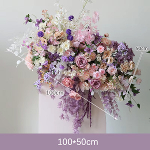 Vente en gros usine : Arrangement floral suspendu élégant de roses violettes, de luxe, 100 cm, pour décoration de scène de mariage, allée d'événements, sol et table - Product Image 4