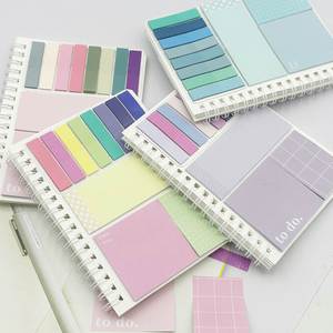 Lot de notes autocollantes indexées de couleurs assorties compatibles avec les classeurs, motifs dégradés/mixtes (grille/bulles/à rayures) pour mémos - Product Image 1