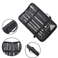Kit d'outils pour plantes aquatiques d'aquarium, ensemble de cinq pièces en acier inoxydable : ciseaux droits/courbés, pinces droites/courbées, pelle plate pour sable