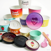 Coupe cône gaufré à la crème glacée jetable de 8oz personnalisée pour dessert, yaourt, gâteau au fromage bol de tasse de crème glacée