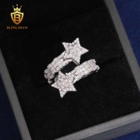 Prix direct usine Bague Hip Hop Star Ice Out en Argent Sterling 925 et Moissanite VVS pour Hommes, passe le test du diamant, faible MOQ