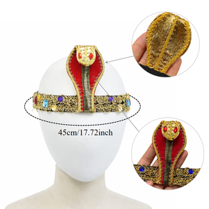 Diadema Egipcia Pafu para Carnavales de Halloween, Ajustable, con Serpiente Dorada, Accesorio para el Cabello de Diosa Serpiente, para Cosplay - Product Image 3