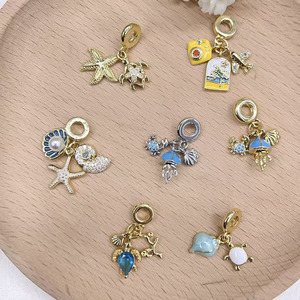 CZ9155 meduse in smalto placcato oro 18K CZ Micro pavé pesce tartaruga stelle Marine guscio meduse vita marina ciondola charm - Product Image 2