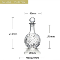 Bouteille en verre de cristal ronde personnalisée de luxe, motif Dublin, pour vin rouge, mini carafe à whisky pour cadeau d'affaires