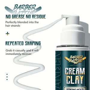 Crème coiffante pour cheveux pour hommes, crème coiffante pour cheveux, non rigide, sans résidus, à base d'eau, facile à laver, crème coiffante pour cheveux, argile, OEM - Product Image 3
