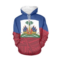 Sweat-shirts à capuche grande taille pour hommes, pour la gym et l'entraînement, avec imprimé vintage drapeau 'J'aime Haïti' et 'Mes vacances haïtiennes', OEM