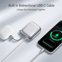 Mini Powerbank 10000mAh avec câble Type-C intégré, charge rapide PPS 22,5W pour téléphones, écouteurs et montres connectées