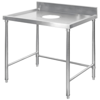 Table de travail en acier inoxydable pour usage commercial, double niveau, plan de travail de préparation de cuisine avec étagère inférieure