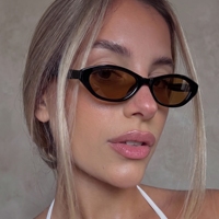 Lunettes de soleil ovales tendance 2026 pour femmes, style vintage rétro œil de chat, années 90 Y2K, avec logo personnalisé, faible MOQ