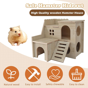 Bộ đồ chơi nhà gỗ mê cung nhỏ xinh phong cách đồng quê, nơi ẩn náu cho chuột <span class=keywords><strong>hamster</strong></span>, chuột nhảy đường đường, chuột <span class=keywords><strong>hamster</strong></span> lùn - Product Image 4