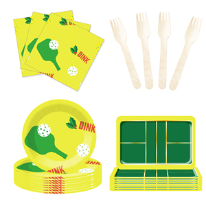 DAMAI Nouveau style Décorations de fête de tennis de table Ensemble de vaisselle pour fête de tennis de table comprenant assiettes en papier, gobelets et serviettes pour fête sportive de garçons - Product Image 4