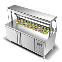 Refrigerador/Congelador Bajo Mostrador con Superficie de Trabajo de Acero Inoxidable, Pantalla de Vidrio y Ventilación Frontal