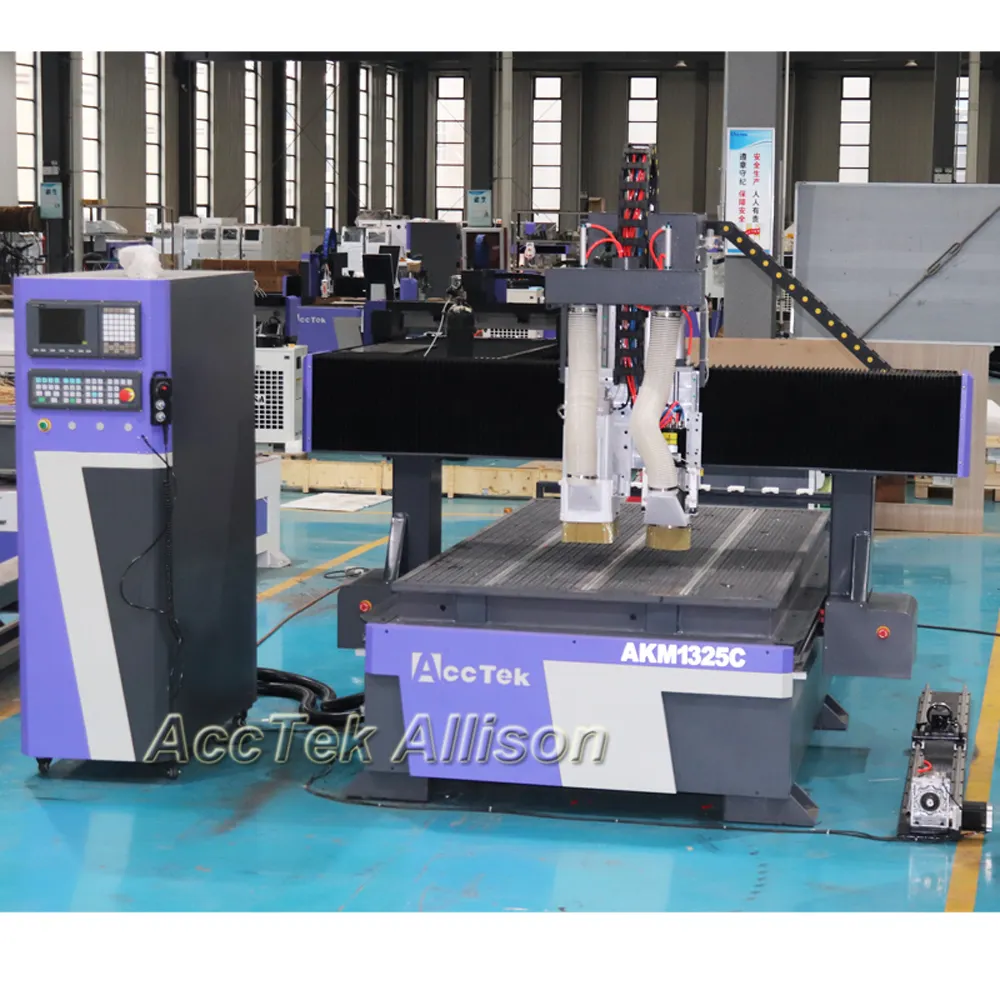 AccTek Professional CNC PTP木工ルーターセンター、ドリルユニット付きCNC1325ルーター切断彫刻機