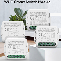 Modulo Interruttore Luce Intelligente a 2 Vie 3A 100-240V, 2 Gang, Wi-Fi, per Uso Domestico, Supporto App Smart Life, Nessun Neutro Richiesto