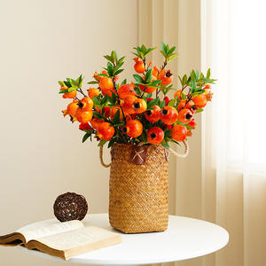 All'ingrosso nuova simulazione frutta 3 testa di melograno artificiale ramo per la decorazione della casa fotografia oggetti di scena Halloween pasqua - Product Image 3