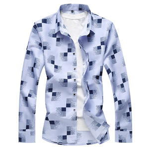 Wholesale Casual Fancy Design Men Shirt 100% Cotton & Stiff Collar