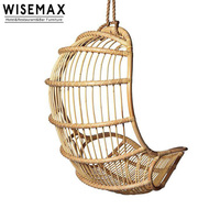 WISEMAX Fauteuil suspendu en rotin naturel, chaise balançoire en osier pour balcon et extérieur