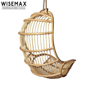 Silla Colgante Tipo Huevo de Mimbre WISEMAX, Muebles de Ocio para Balcón, Silla Colgante de Ratán Natural - Product Image 4