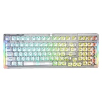 Keyboard Mekanik AULA F98 99-Key Ice Crystal Plastik Berkabel 2.4G Nirkabel RGB Tiga Mode