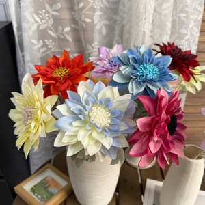 Flor Artificial de Seda Hecha a Mano Jinxi, Dalia de Tallo Único, Decoración para Bodas, Colores Mezclados, Arreglo Floral Hecho con Hilo - Product Image 1
