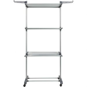 Movable 4-Tier Extendable Foldable Stainless Steel Drying <b>Rack</b> for Bathroom and Bag Use Floor Standing <b>Clothes</b> Airer Wholesale - Product Image 4