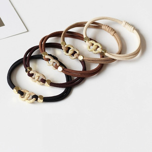 Coletero de doble hebra con anillo de aleación de alta elasticidad, estilo coreano, sencillo y elegante, para mujer, uso casual - Product Image 2